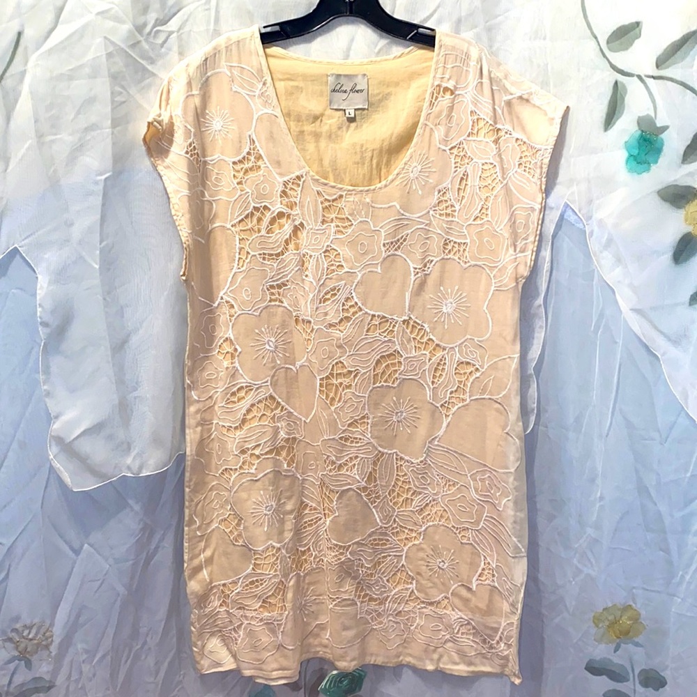 Chelsea Flower Yellow Embroidered Dress Sz L